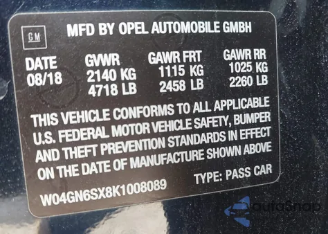 2019 Buick Regal Sportback Awd Preferred Ii z USA, uszkodzony, nr VIN W04GN6SX8K1008089